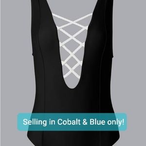 Braided Lace Up 1 Piece in Cobalt & Blue